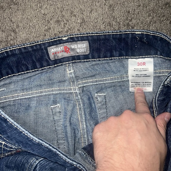 Ariat FR Jeans Womens Size 30 R Mid Rise Boot Cut CAT 2 Blue Stretch Denim - Picture 2 of 8